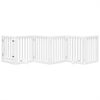 vidaXL Сгъваема преграда за кучета с врата 6 панела бял 300 см топола