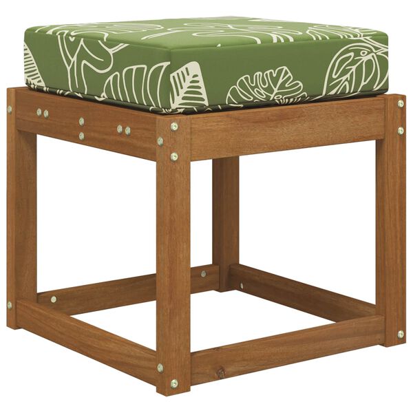 vidaXL Възглавница за открито седалка Зелени листа 40 x 40 x 8 см