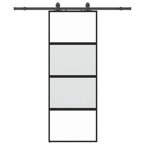 vidaXL Плъзгаща се врата с комплект обков Черно 76x205 cm