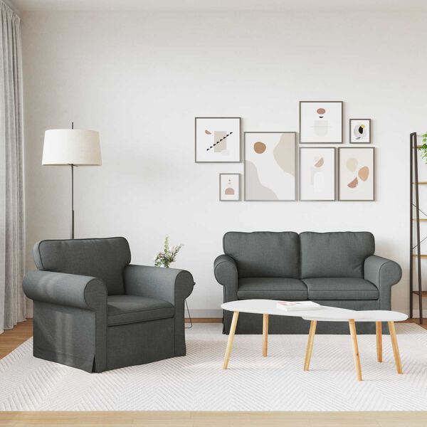 vidaXL Комплект дивани 2 pcs Тъмен сив 155 x 82 x 80 см текстил