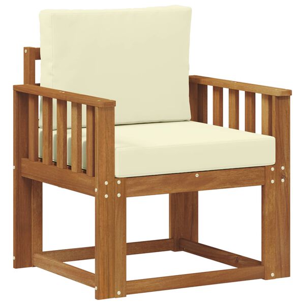 vidaXL Външен диван Солидно акациево дърво и полиестер Естествен