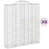 vidaXL Габионни кошници арка 8 бр 200x50x220/240 см поцинковано желязо