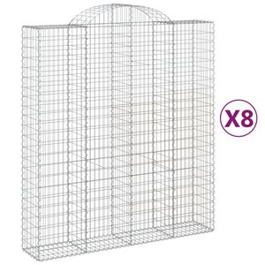 vidaXL Габионни кошници арка 8 бр 200x50x220/240 см поцинковано желязо