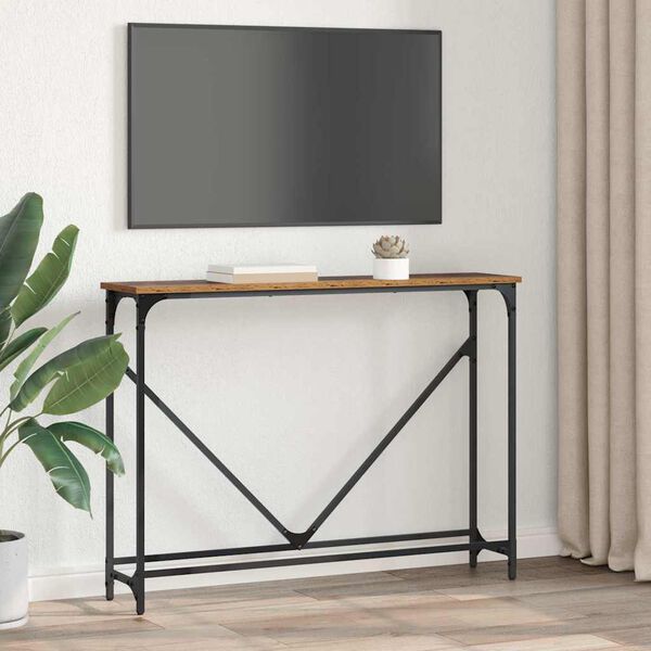 vidaXL Конзолна маса Старо дърво 102 x 23 x 75 см Инженерно дърво