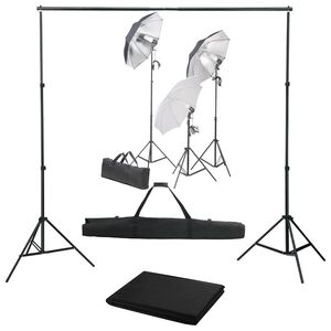vidaXL Фотографски комплект за студио с комплект лампи и фон