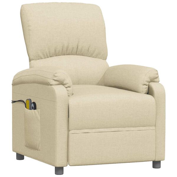 vidaXL Електрически масажен стол, кремав, текстил