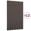 vidaXL Покривни панели 12 бр поцинкована стомана кафяви 60x36см