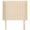 vidaXL Горна табла за легло с уши, кремава, 83x16x118/128 см, плат