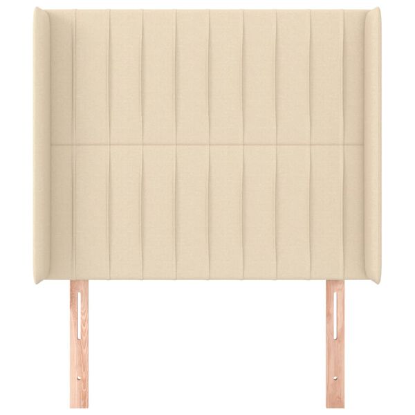 vidaXL Горна табла за легло с уши, кремава, 83x16x118/128 см, плат