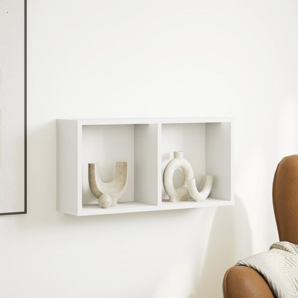 vidaXL Стенен шкаф, 60x16x30 см, бял, инженерно дърво