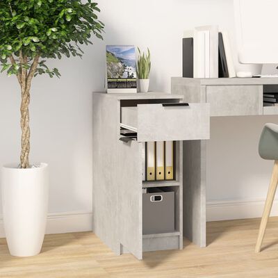 vidaXL Шкаф за бюро, Бетонно сиво, 33,5x50x75 см, инженерно дърво