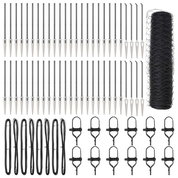 vidaXL Стълб за ограда. Сив 100 x 0,6 м (50 мм мрежа) Стомана и PVC