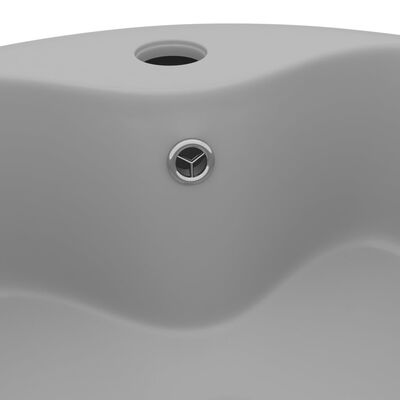 vidaXL Луксозна мивка с преливник светлосив мат 36x13 см керамика