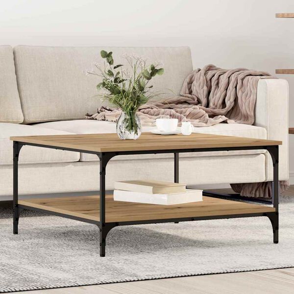 vidaXL Масичка за кафе дъб артизан 80 x 80 x 40 cm Инженерно дърво