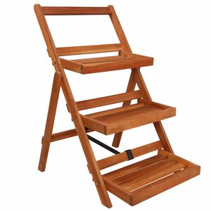 vidaXL 3-етажен цветарник, 50x63x80 см, акациево дърво масив