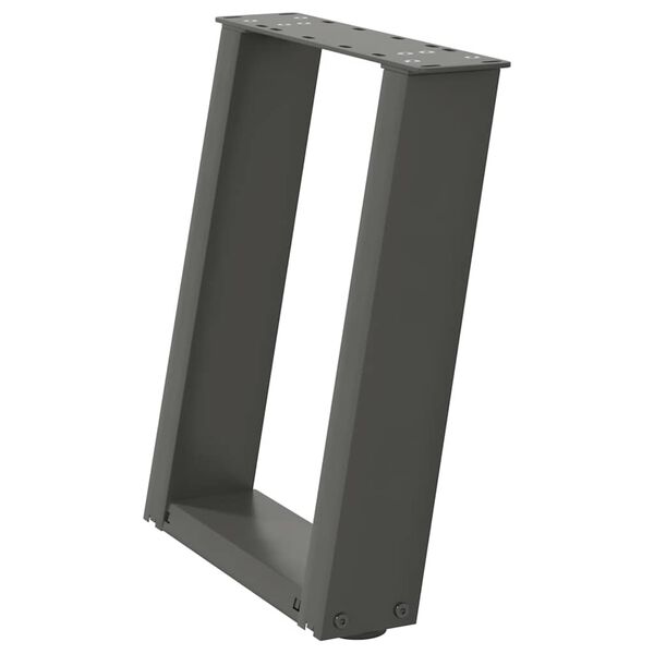 vidaXL Крака за масичка за кафе, U-образни, 2 бр., антрацит, 38 x (42-43) см, стомана