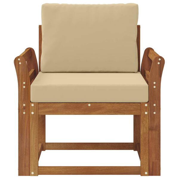 vidaXL Външен диван Солидно акациево дърво и полиестер Естествен