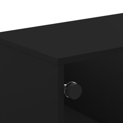 vidaXL ТВ шкаф със стъклени врати, черен, 102x37x50 см