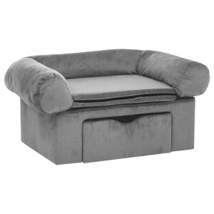vidaXL Кучешки диван с чекмедже, сив, 75x50x38 см, плюш