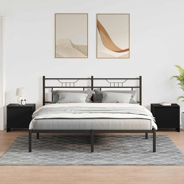 vidaXL Нощни шкафчета, 2 бр, черни, 45x34x44,5 см, инженерно дърво