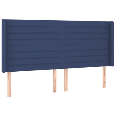 vidaXL Горна табла за легло с уши, синя, 183x16x118/128 см, плат