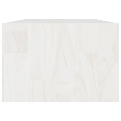 vidaXL Маса за кафе, бяла, 110x50x34 см, борово дърво масив