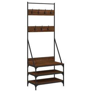 vidaXL Стойка за дрехи и рафт за обувки, кафяв дъб, 70x40x184 см