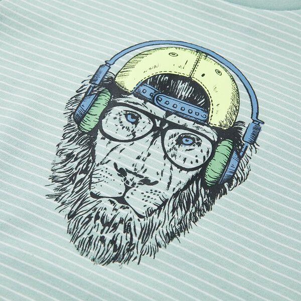 Детска тениска с ивици, светла мента, 92