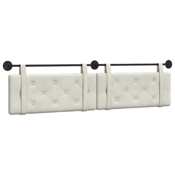 vidaXL Висяща табла Монтиране на стена Крем 210 x 55 x 5 см Кадифе