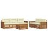 vidaXL Комплект дивани за открито 6 pcs Натурален и Крема