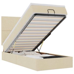 vidaXL Османска легло с матрак, кремаво, 90x200 см, плат