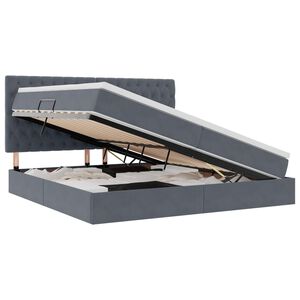 vidaXL Легло с място за съхранение и матрак Тъмен сив 200 x 200 cm