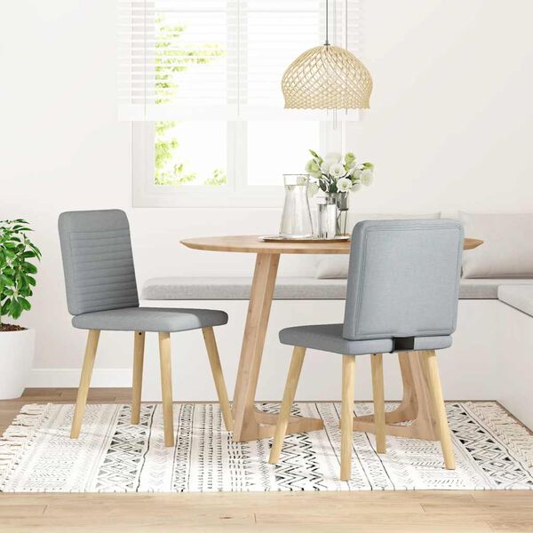 vidaXL Трапезни столове, 2 бр, светлосиви, текстил