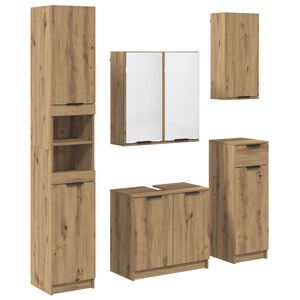 vidaXL Комплект мебели за баня 5 бр. Дъб 64,5 x 33,5 x 59 см