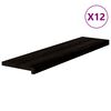 vidaXL Стълбищни стъпала, 12 бр, кафяво-черни, 100x25x2 см, дъб масив