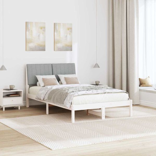 vidaXL Рамка за легло с таблото Бяло 120 x 200 cm Солидно борово дърво