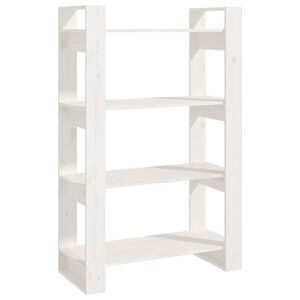 vidaXL Библиотека/разделител за стая, бяла, 80x35x125 см, бор масив