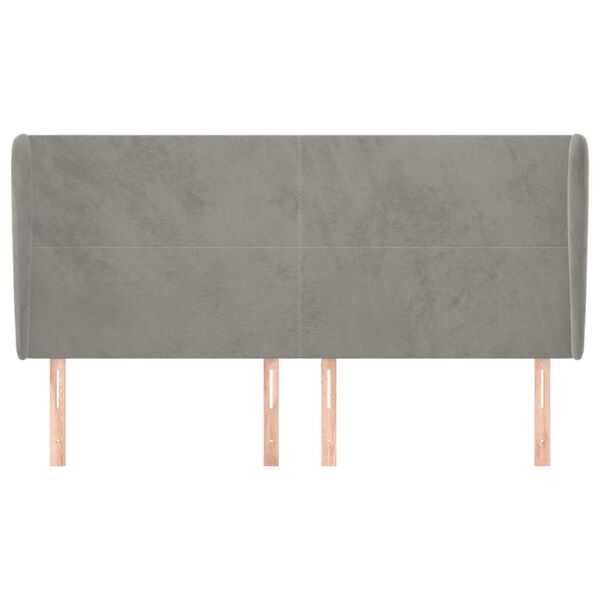vidaXL Горна табла за легло с уши,светлосива, 203x23x118/128 см кадифе