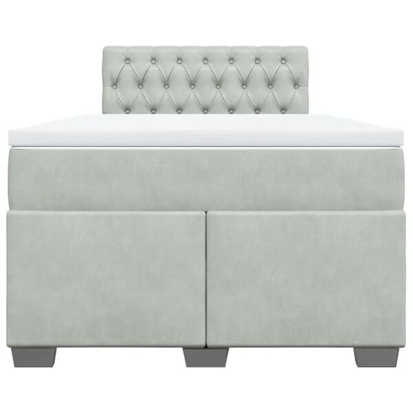 vidaXL Боксспринг легло с матрак, светлосиво, 120x200 см, кадифе