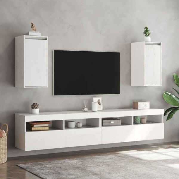 vidaXL Стенни шкафове, 2 бр, бели, 30x30x60 см, бор масив