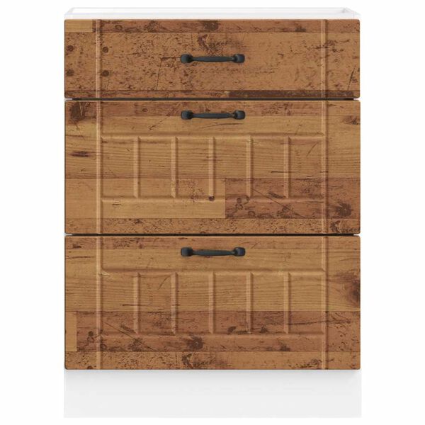 vidaXL Кухненски шкаф Lucca, старо дърво, инженерно дърво