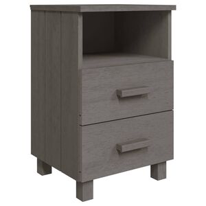 vidaXL Нощно шкафче HAMAR, светлосиво, 40x35x62 см, борово дърво масив