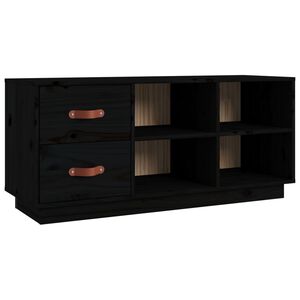 vidaXL Пейка за обувки черна 100x34x45 см масивна борова дървесина