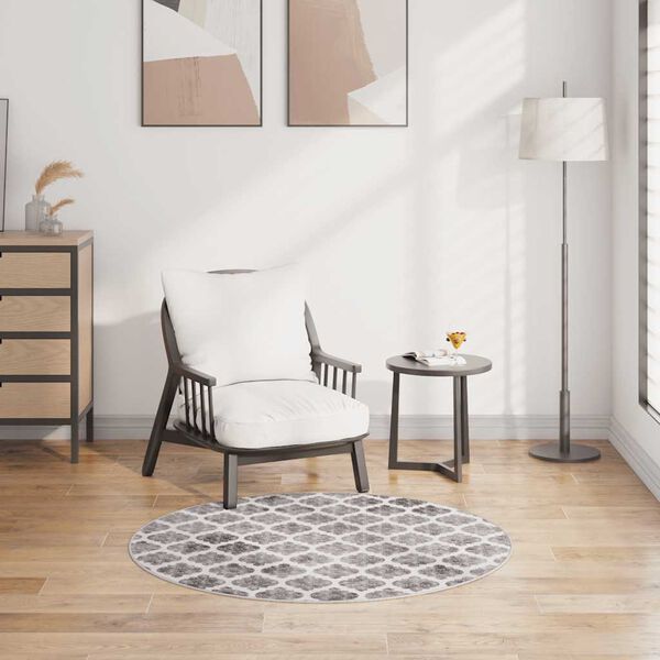 vidaXL Килим, миещ се, φ120 см, пъстър, противоплъзгащ