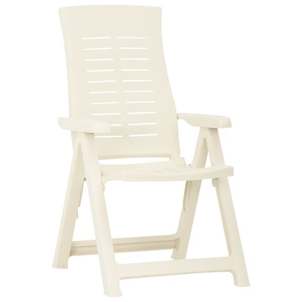 vidaXL Градински регулируеми столове, 2 бр, пластмаса, бели