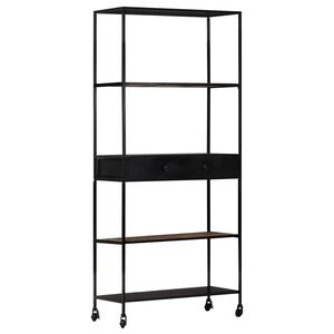 vidaXL Шкаф за книги, 80x35x180 см, грубо мангово дърво и желязо
