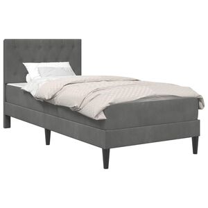 vidaXL Рамка за легло с матрак с таблото Тъмен сив 90 x 190 cm Кадифе