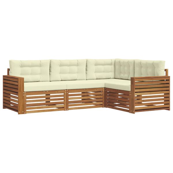 vidaXL Комплект дивани за открито 4 pcs Натурален и Крема