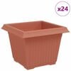 vidaXL Квадратна цветна саксия 24 бр. Червено тухла 23 x 23 x 17,5 см