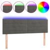 vidaXL LED горна табла за легло, тъмносива, 144x5x78/88 см, кадифе